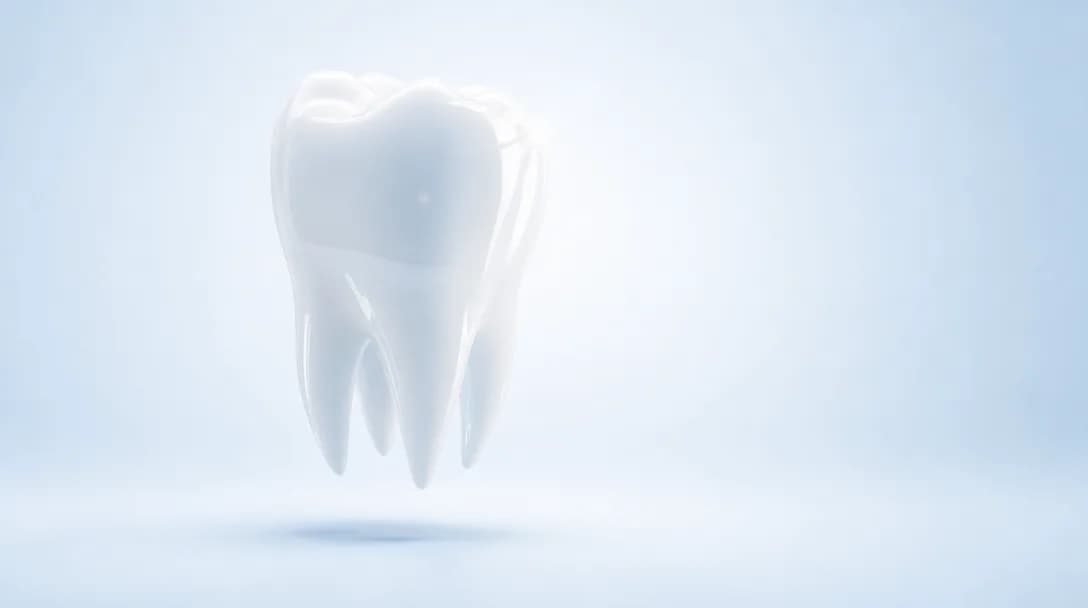 Yumuşak bir parıltıyla ışıldayan, pırıl pırıl beyaz bir diş 3D görseli