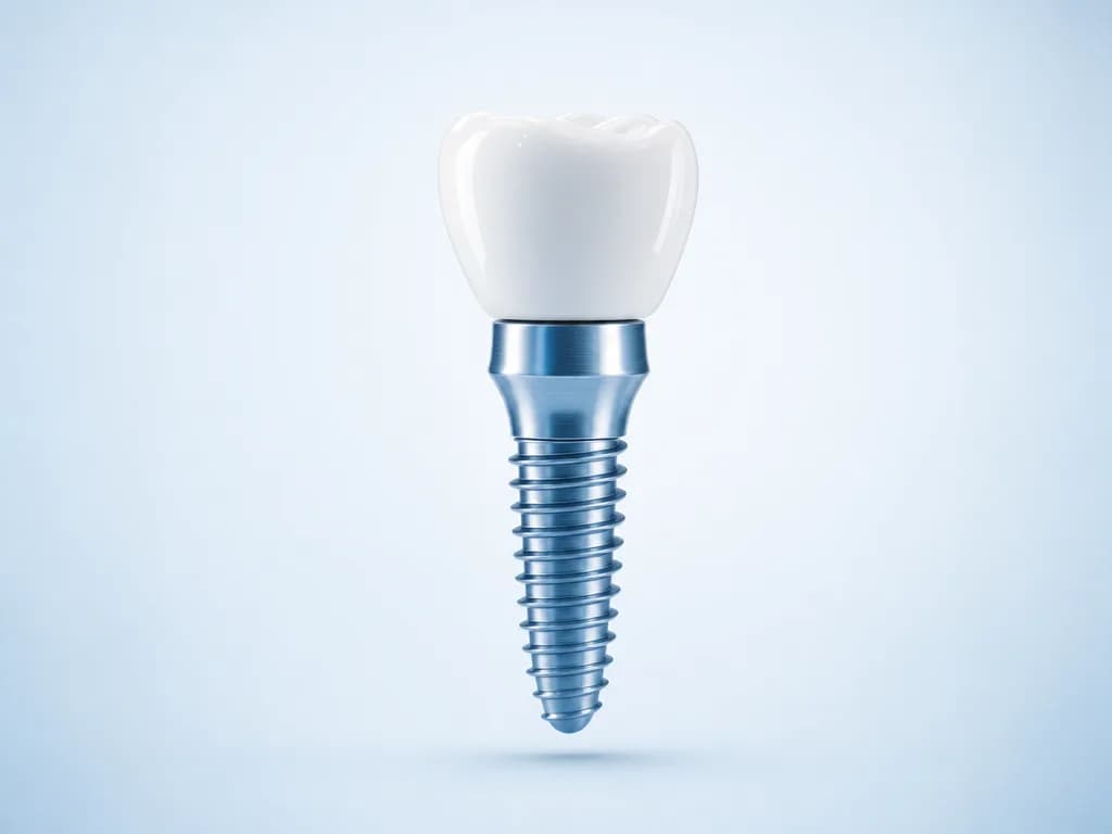 Komşu dişlere dokunmadan, tek başına duran bağımsız bir implant görseli