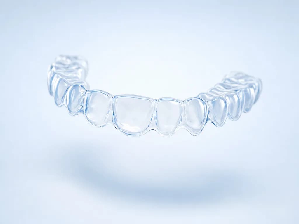 Pekiştirme (retansiyon) aşamasında kullanılan şeffaf plak 3D görseli